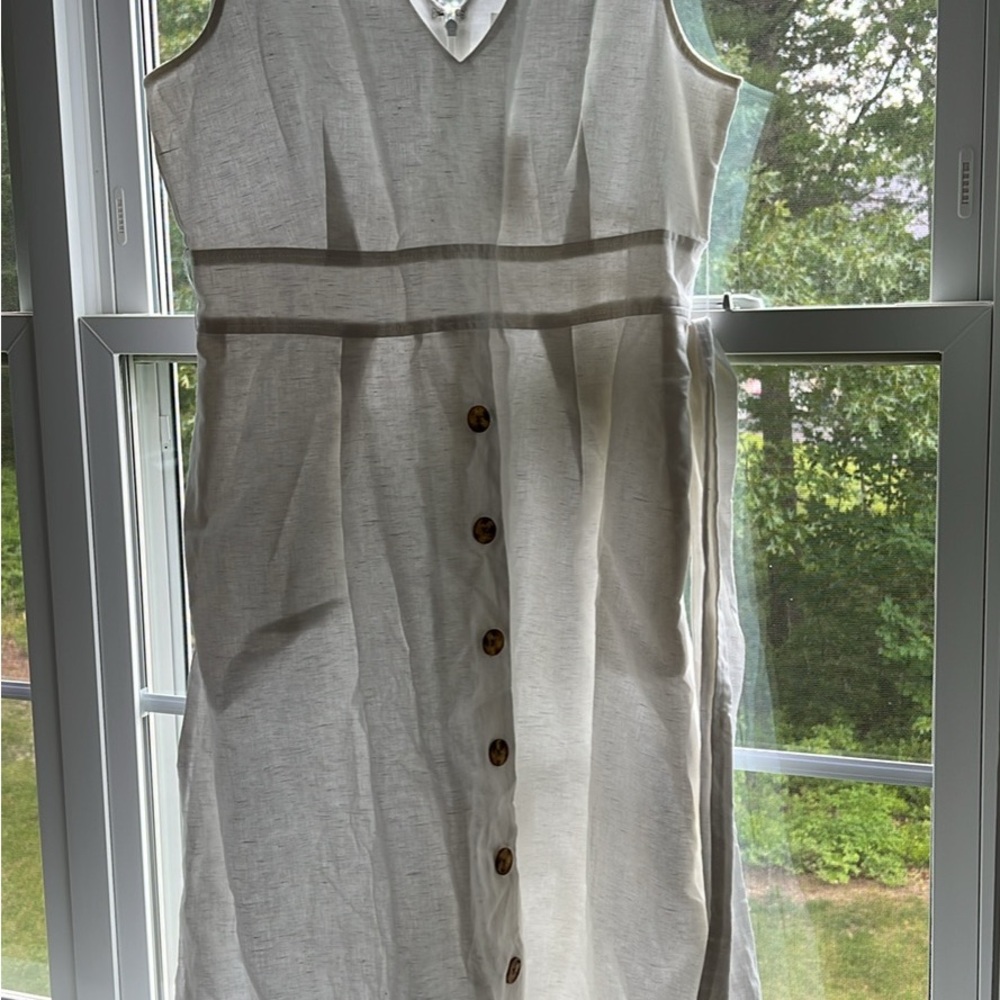 GAP white linen Midi Dress with Timeless Elegance